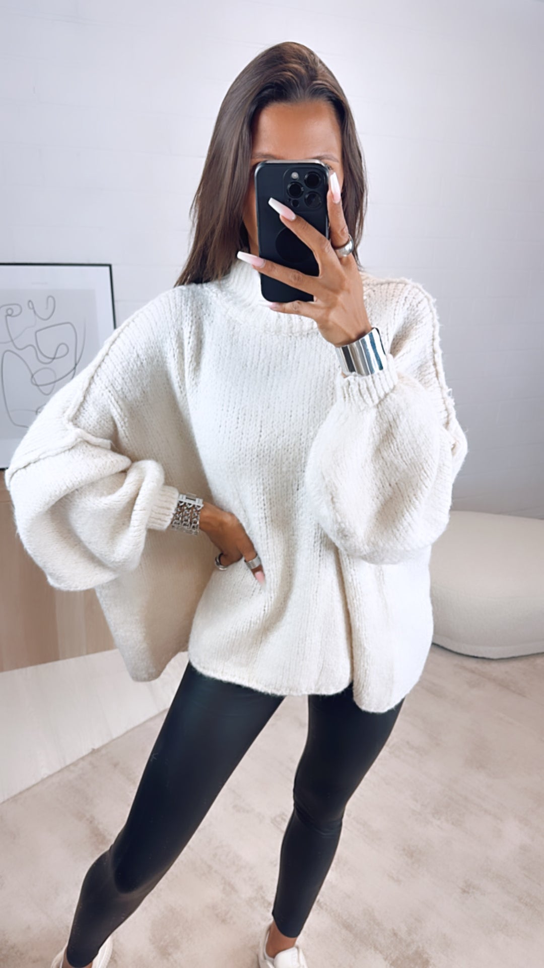 Ultra Oversize Kuschel - Pullover creme / wollweiss Art. 4053