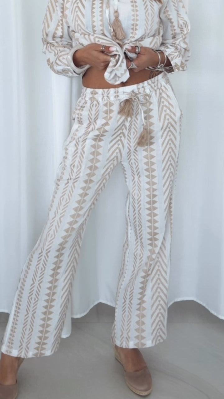 PREMIUM Summer Vibe Hose / weiss - beige Art. 14602