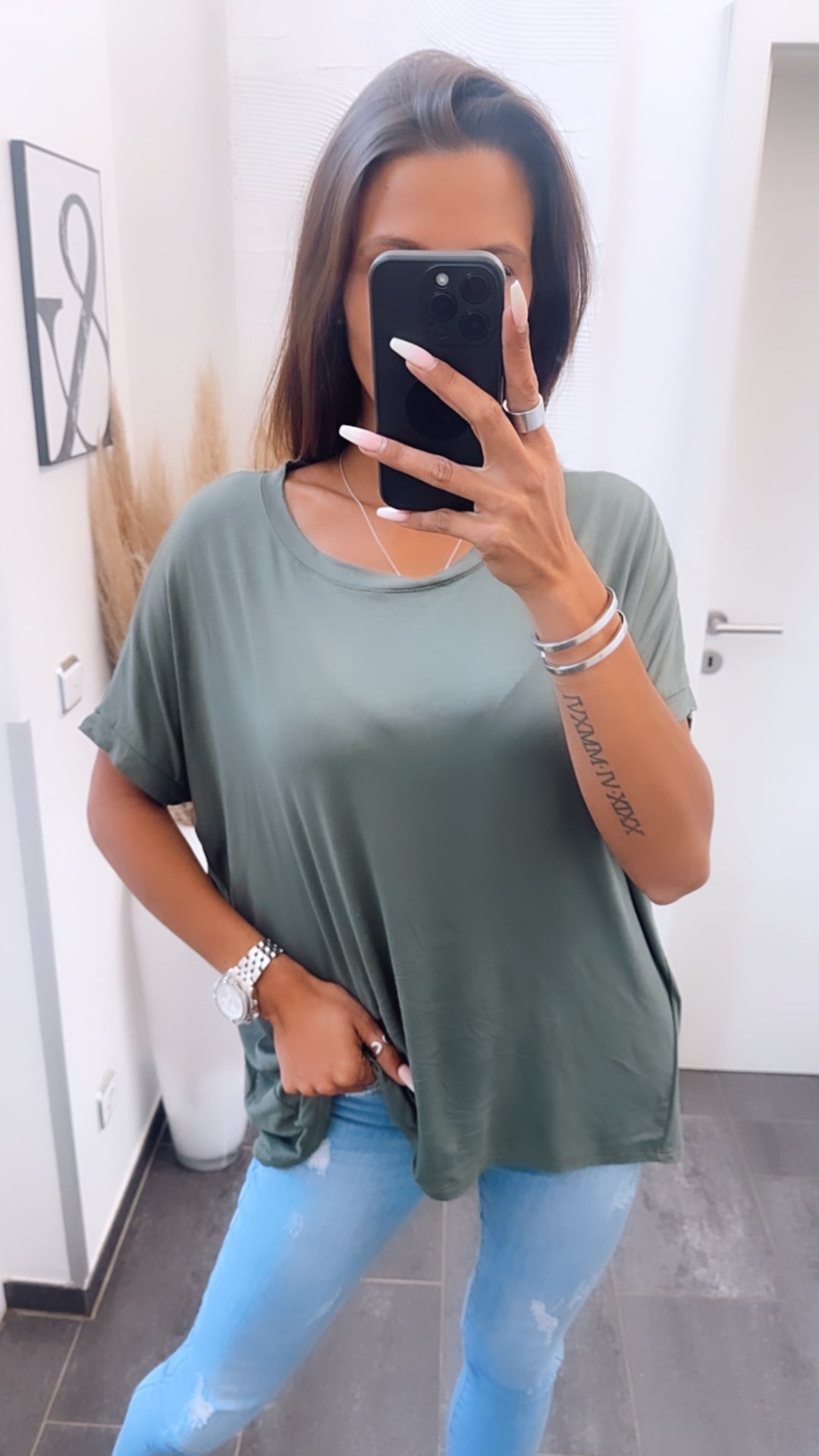 Vokuhila Long Shirt/ khaki Art. 1500