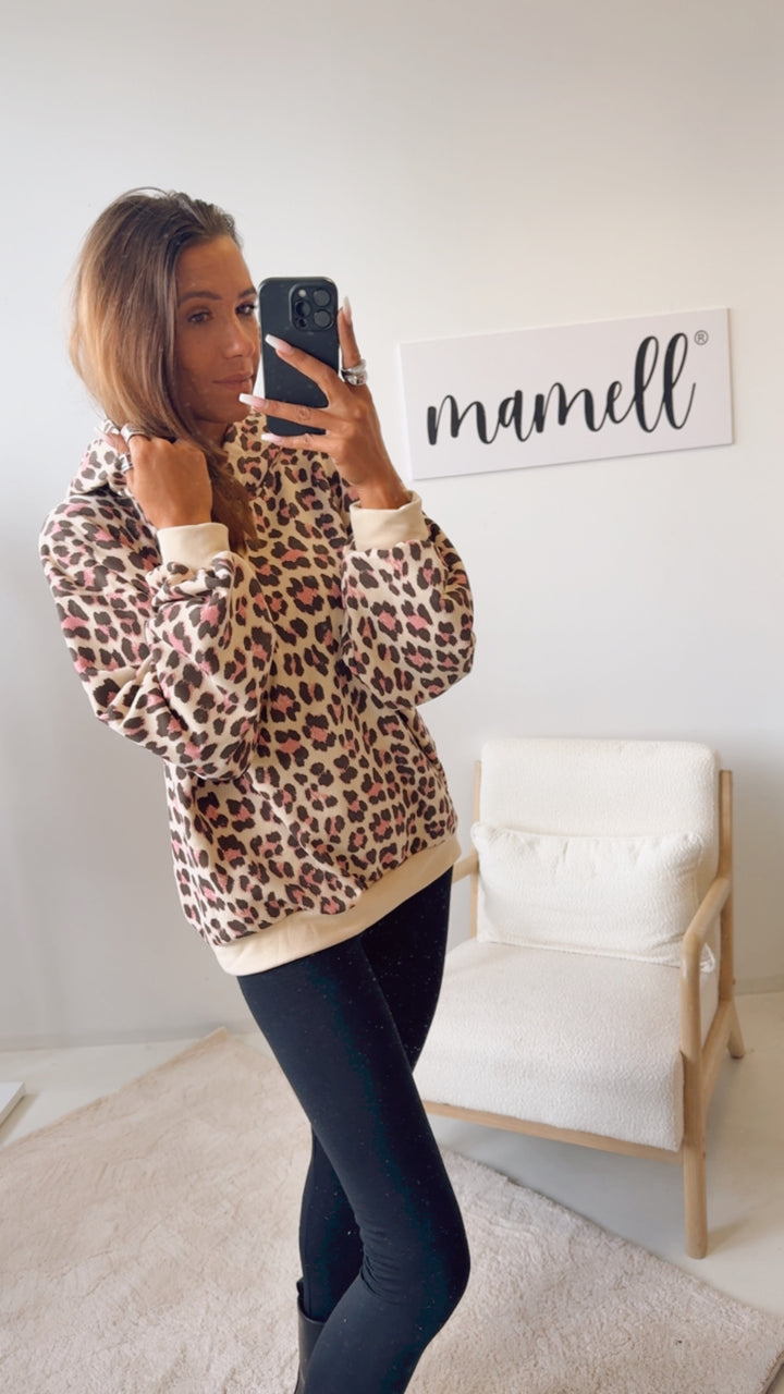 LEO Hoodie mit Kapuze / Vanille - pink - braun Art. 12468
