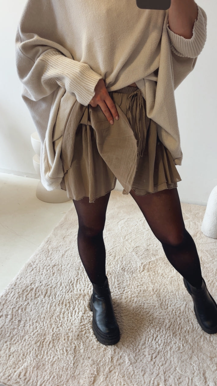 zeitloser, leichter Hosen Rock / taupe - dunkel beige Art. 13175