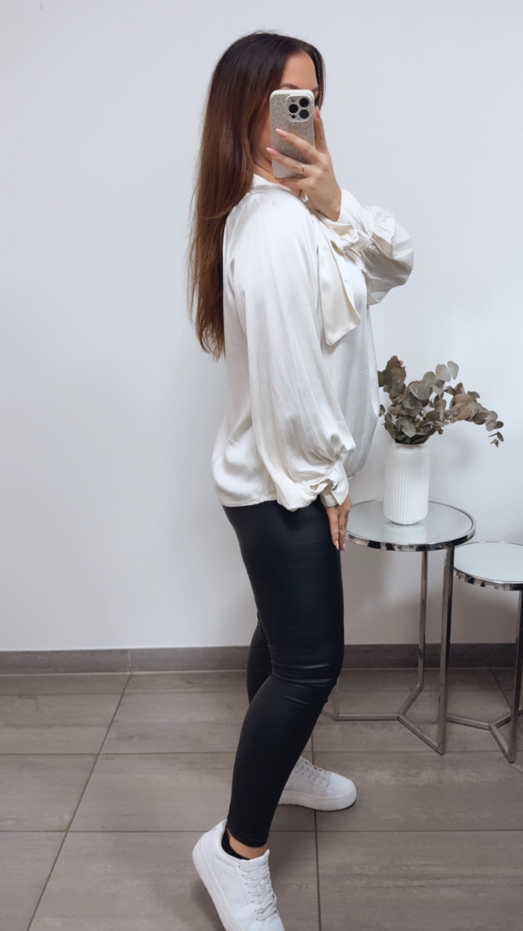 SEIDE MIX Bluse mit seitlicher Schleife / creme Art. 13467