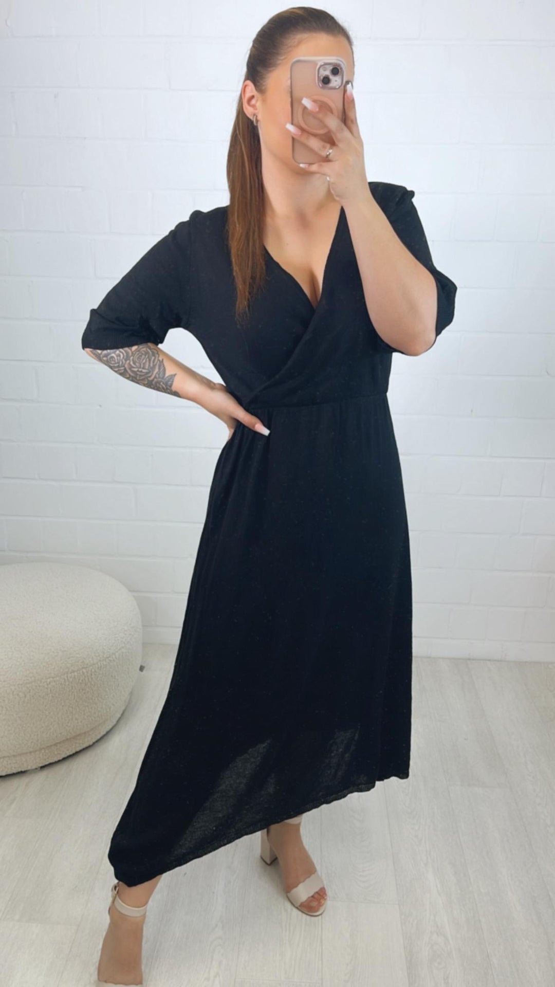 Baumwoll Kleid mit kurzen Armen / schwarz Art. 10195