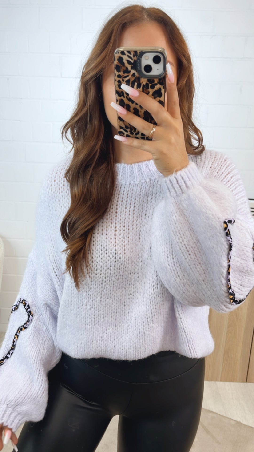 Strick Pullover mit LEO Herz Akzenten / soft flieder Art. 12325