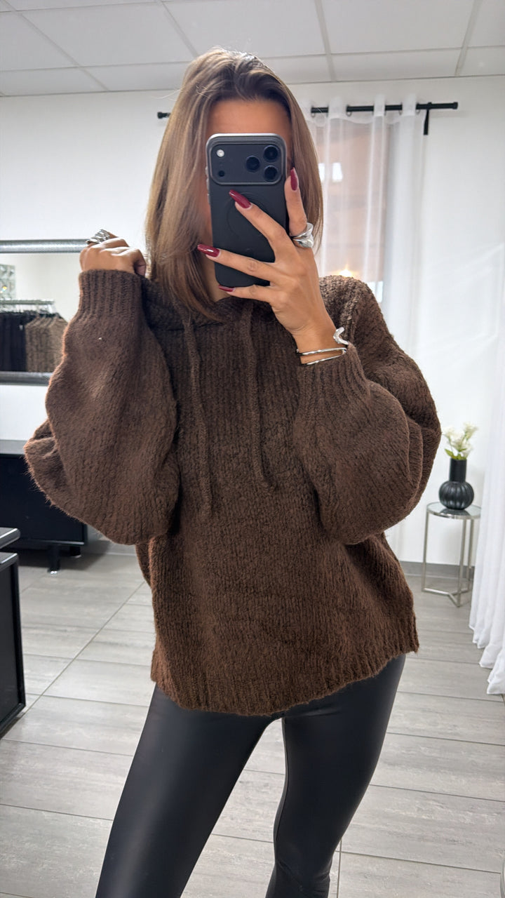 KAPUZEN Oversize Strick Pullover / schoko braun Art. 16703
