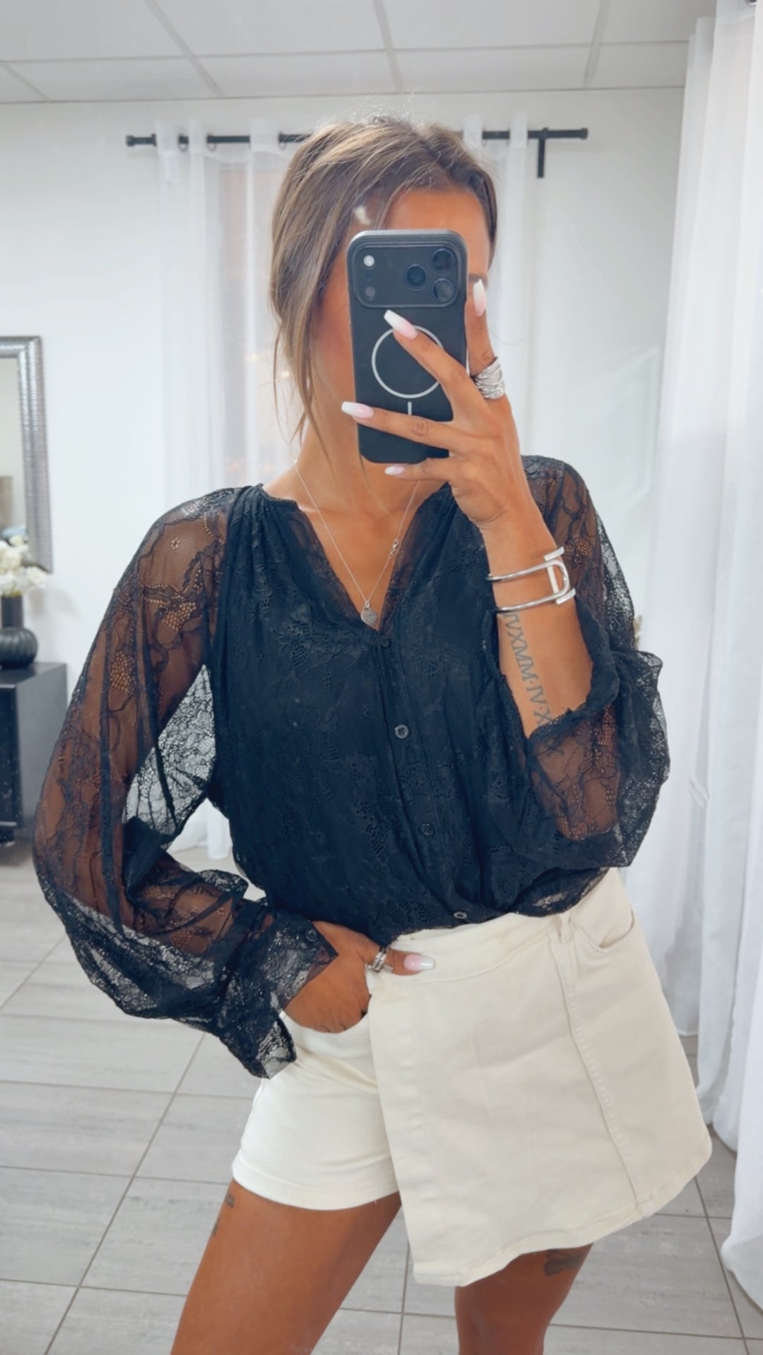 Spitzen Bluse " soft Romance " / schwarz Art. 15523