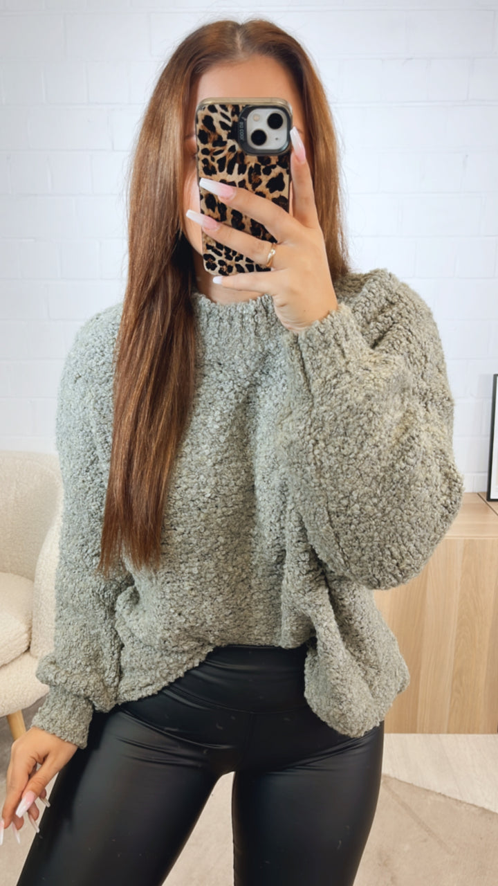TEDDY Pullover mit Stehkragen / salbei Art. 12454