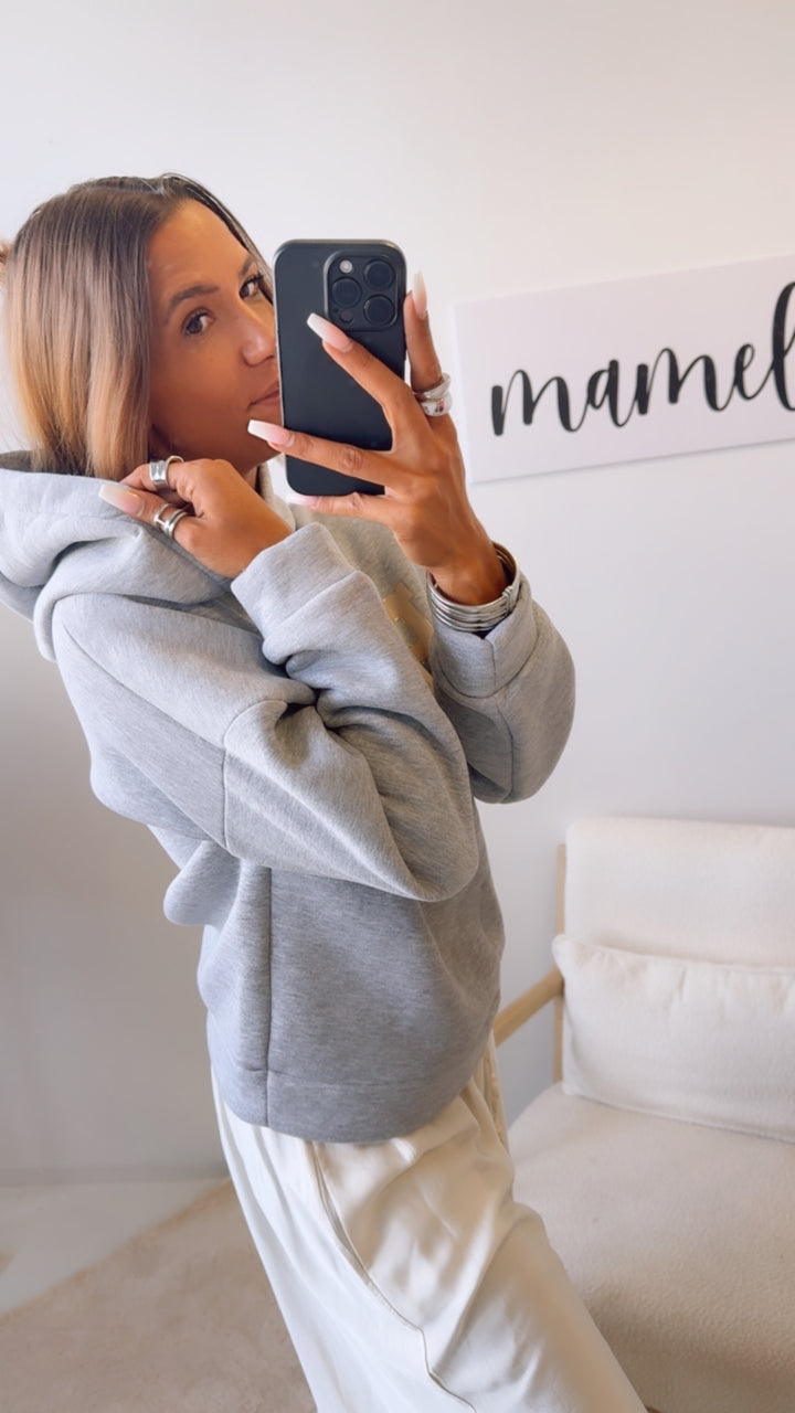 Kapuzen Hoodie " Paris " / hell grau meliert - beige Art. 12485