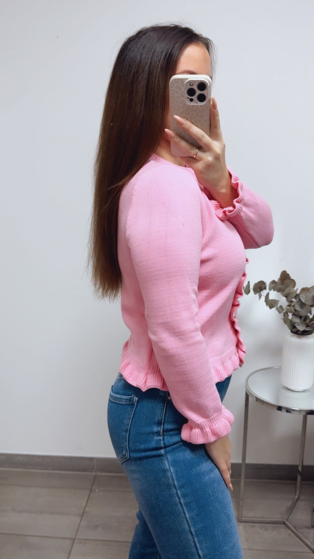 VOLANT leichter Strick Cardigan, goldene Knöpfe / soft pink Art. 13802