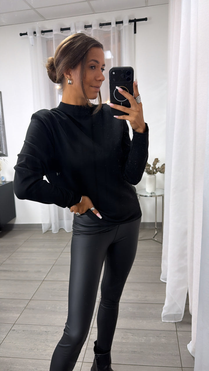 Softer Oversize Pullover mit leichtem Stehkragen / schwarz Art.163823