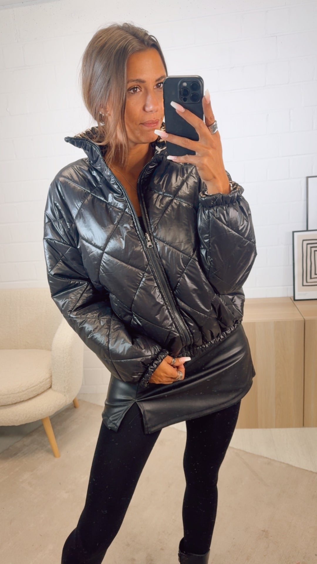 Wende Jacke Leo - Schwarz - glänzend / Leo - Schwarz Art. 12591
