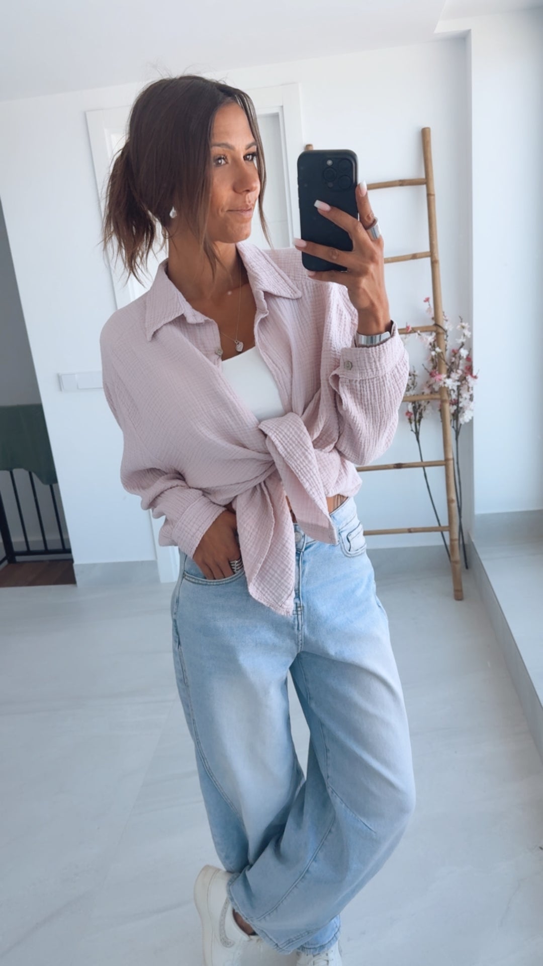 KURZE Oversize Musselin Bluse / zart rosa Art. 3184