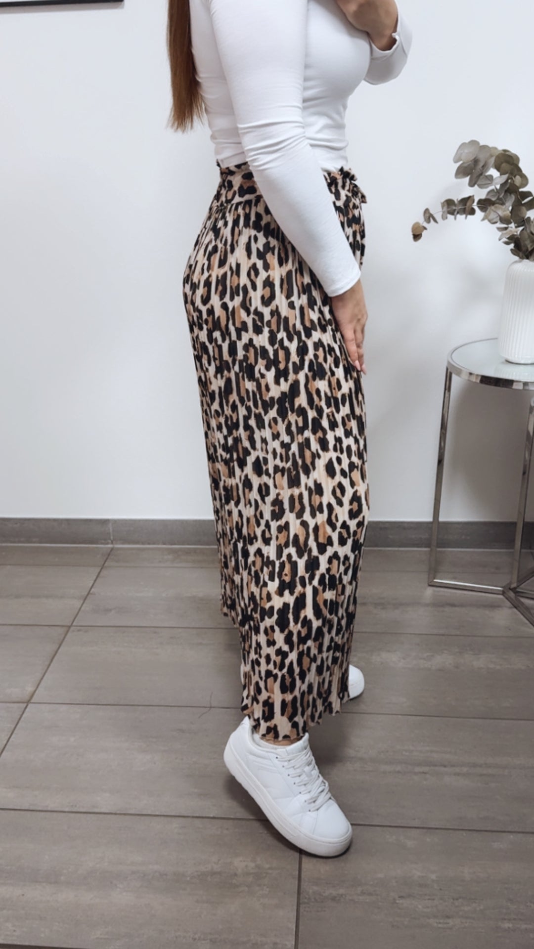 LEO Plissee Hose / schwarz - creme - camel Art. 13169