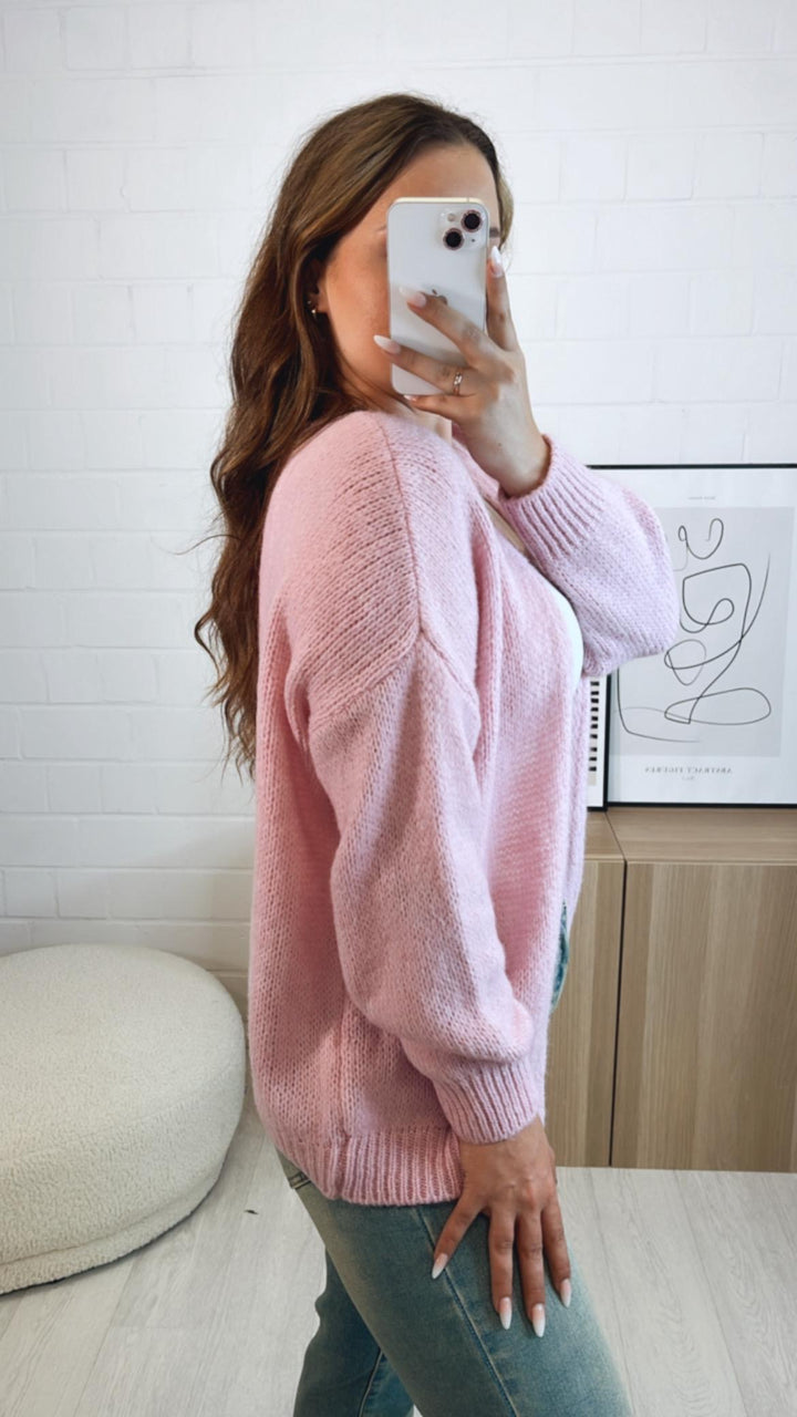 Offener Strick Cardigan / rosa Art. 9738