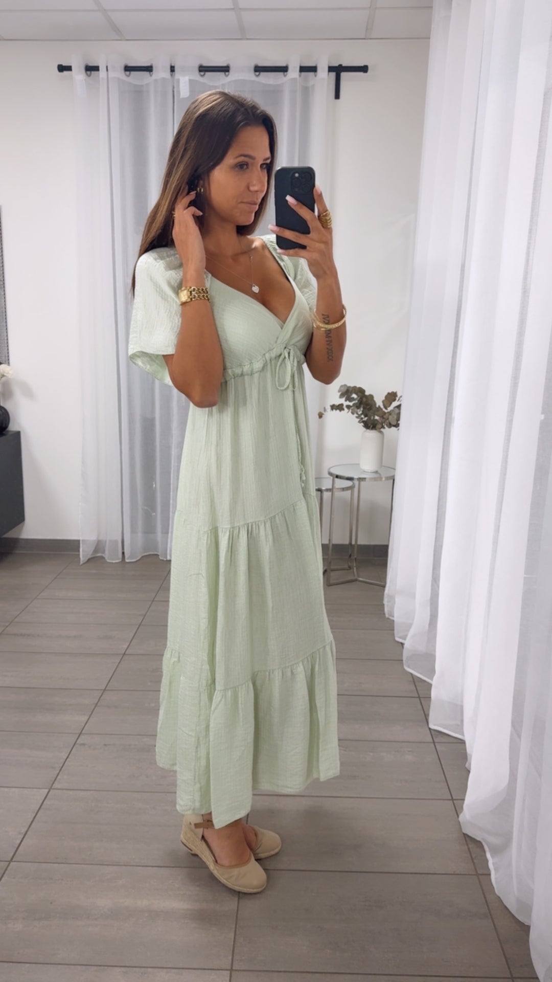 Maxi Lyocell Kleid mit verstellbarem Brustbereich / mint Art. 14917