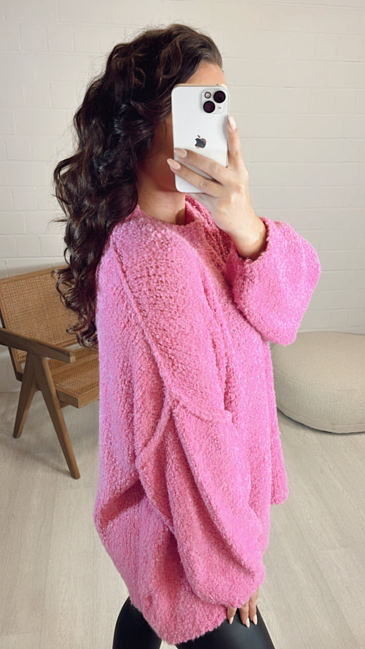 TEDDY Oversize Pullover mit hohem Ausschnitt / soft pink Art. 8128