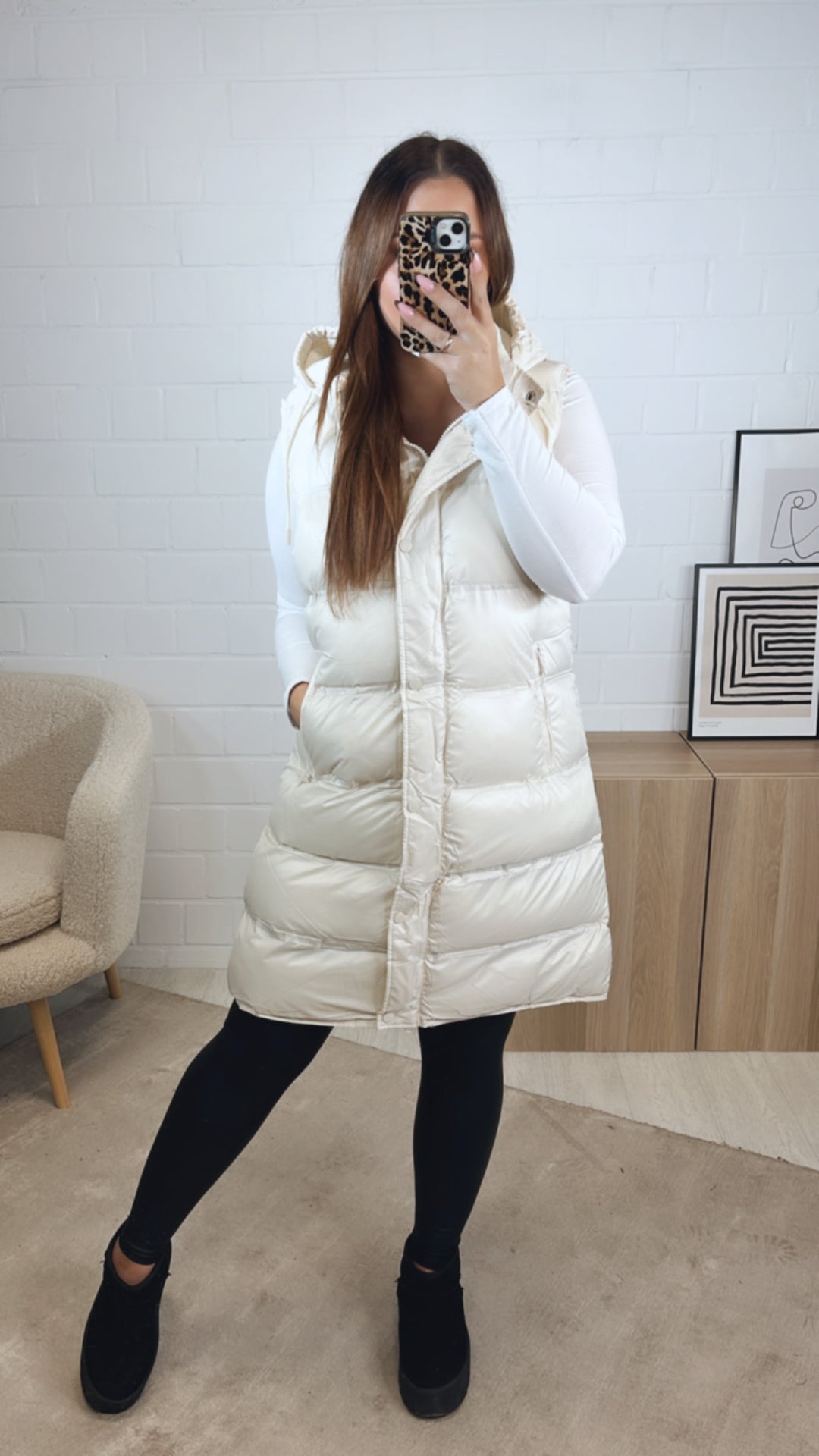 Weste in matt - glänzender Optik / creme Art. 12951