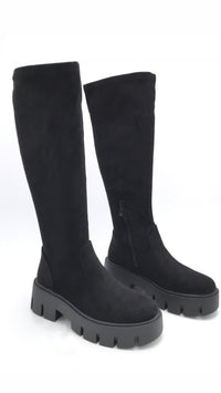 softe Velours Optik Stiefel " A-1002 " / schwarz Art. 16544