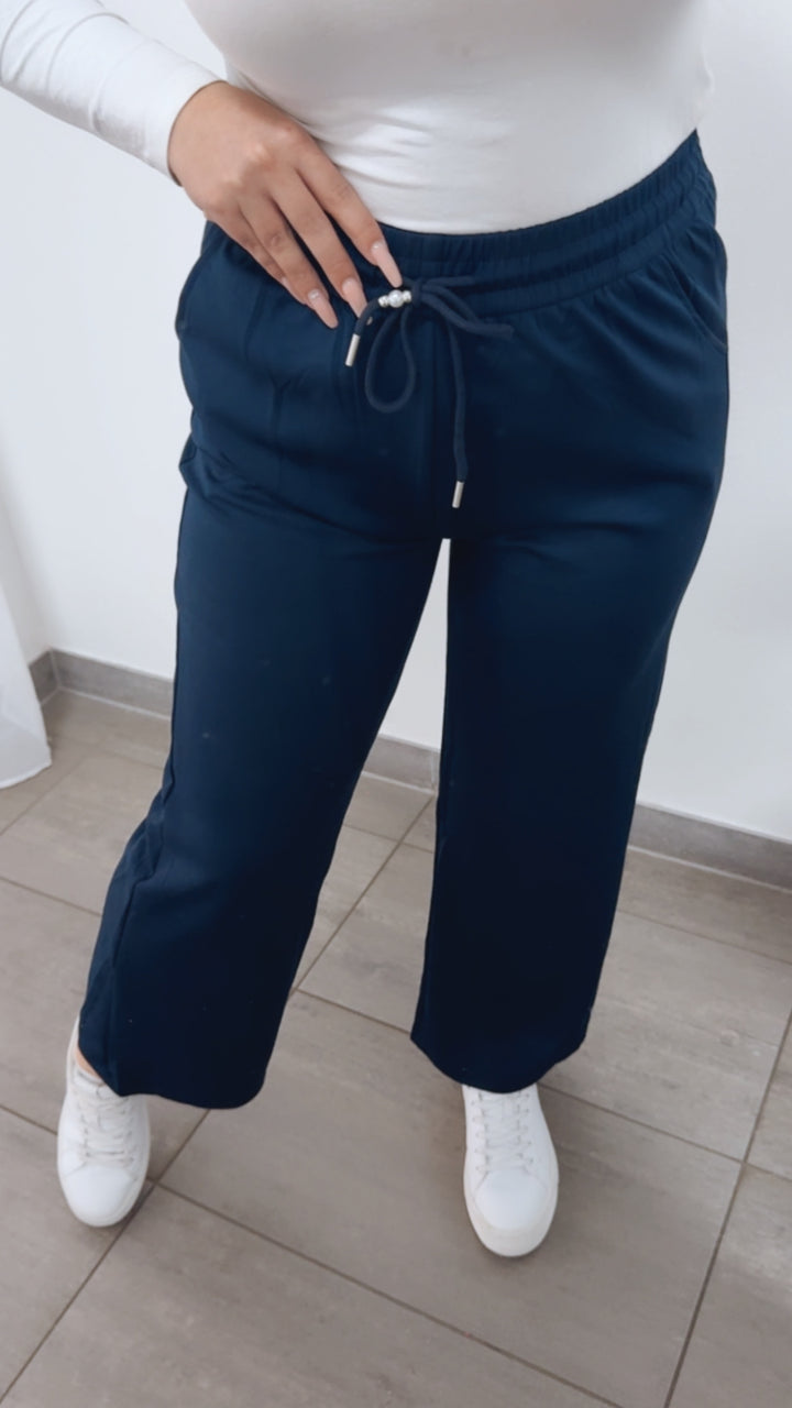 Baumwoll - Viskose - Mix Hose, gradliniges Bein / dunkel blau Art. 14630