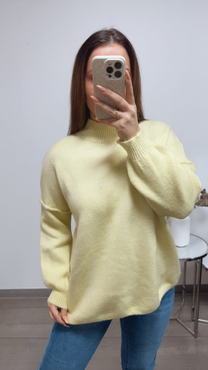wollfreier Oversize Pullover / soft gelb Art. 13769