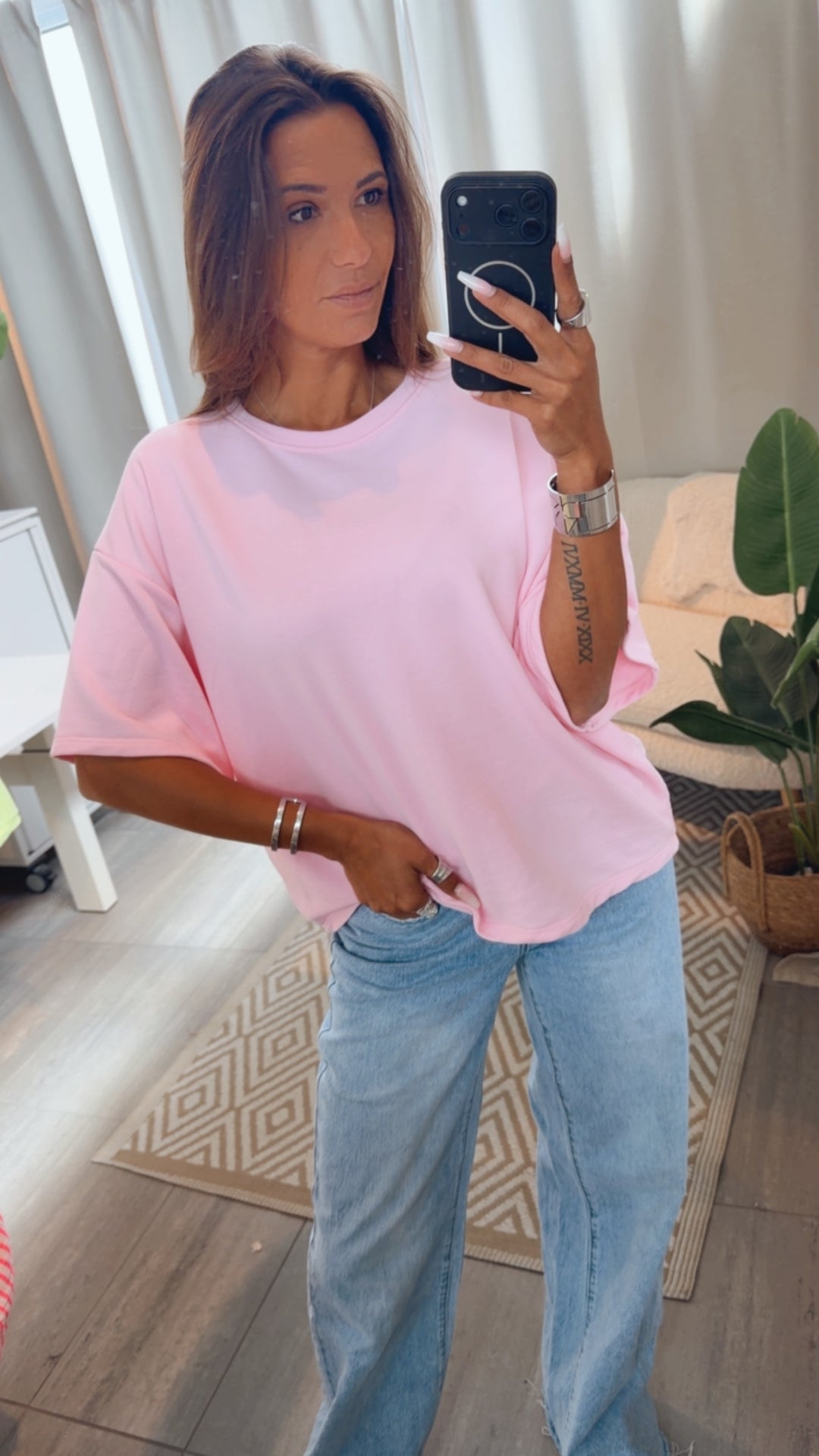 oversize kurzarm Sweater " Beach " / soft pink Art. 15271