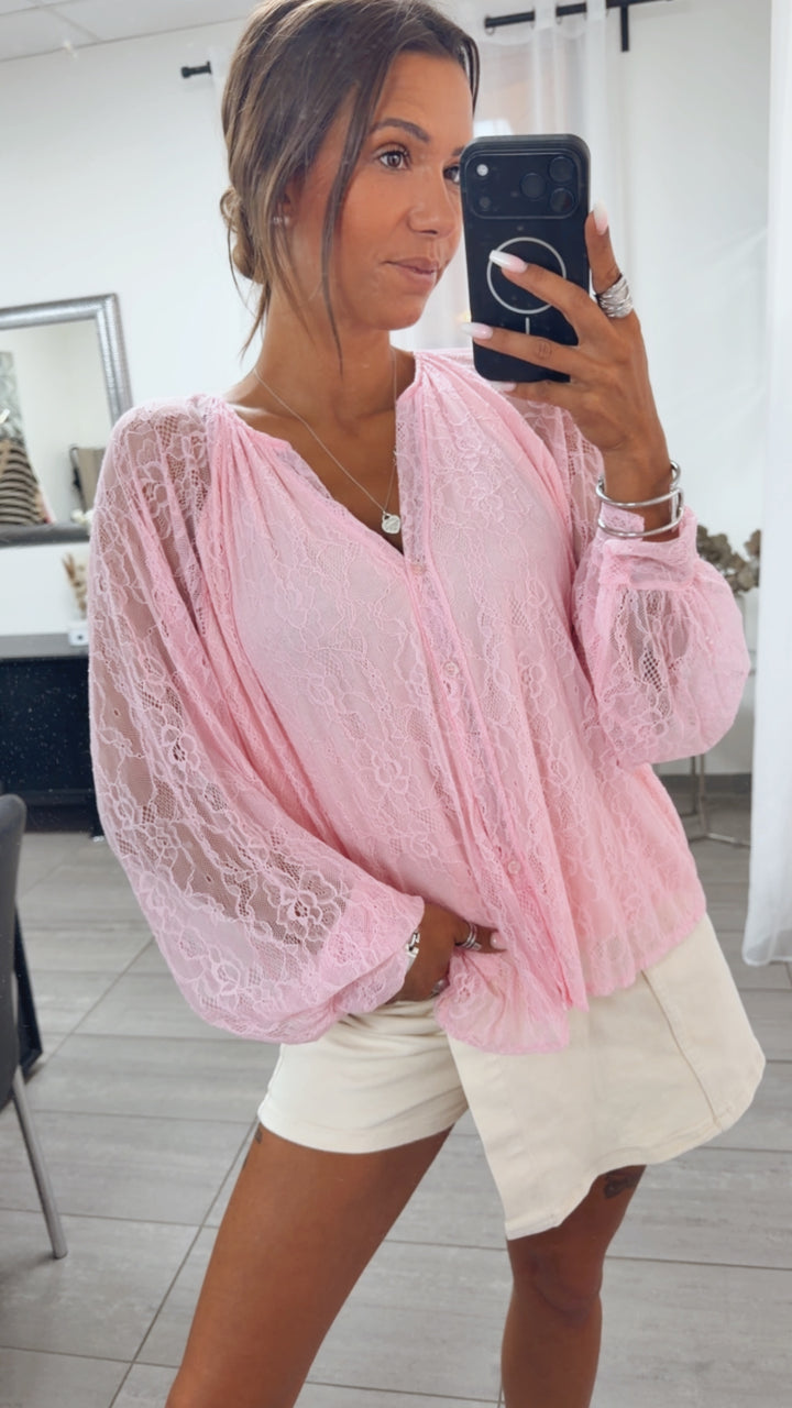 Spitzen Bluse " soft Romance " / soft pink Art. 15527