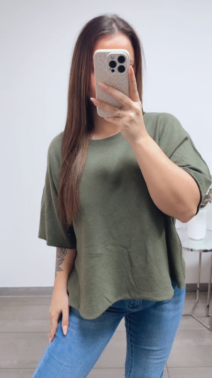 leichter Pullover, kurze Arme / khaki Art. 13716