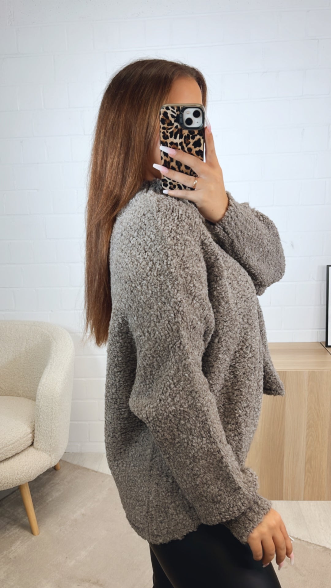 TEDDY Pullover mit Stehkragen / braun meliert Art. 12456