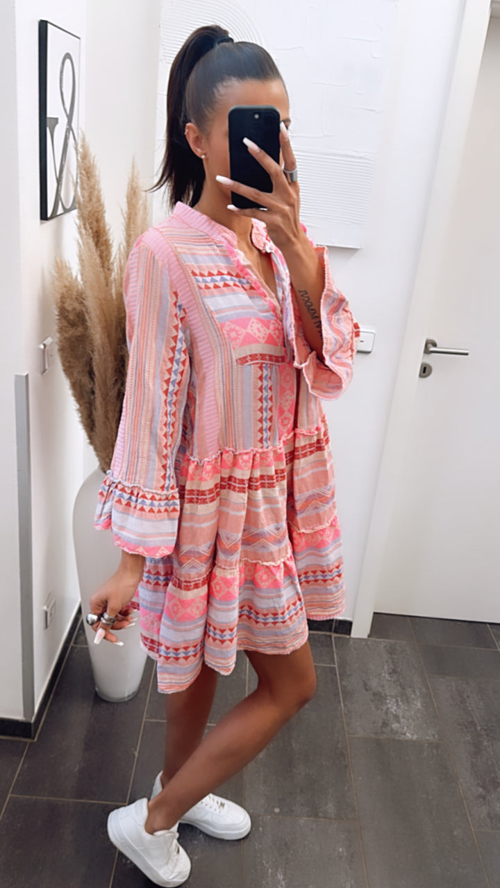 Tunika / Kleid in sommerlichem Muster und Farben / pink Töne  Art. 5906