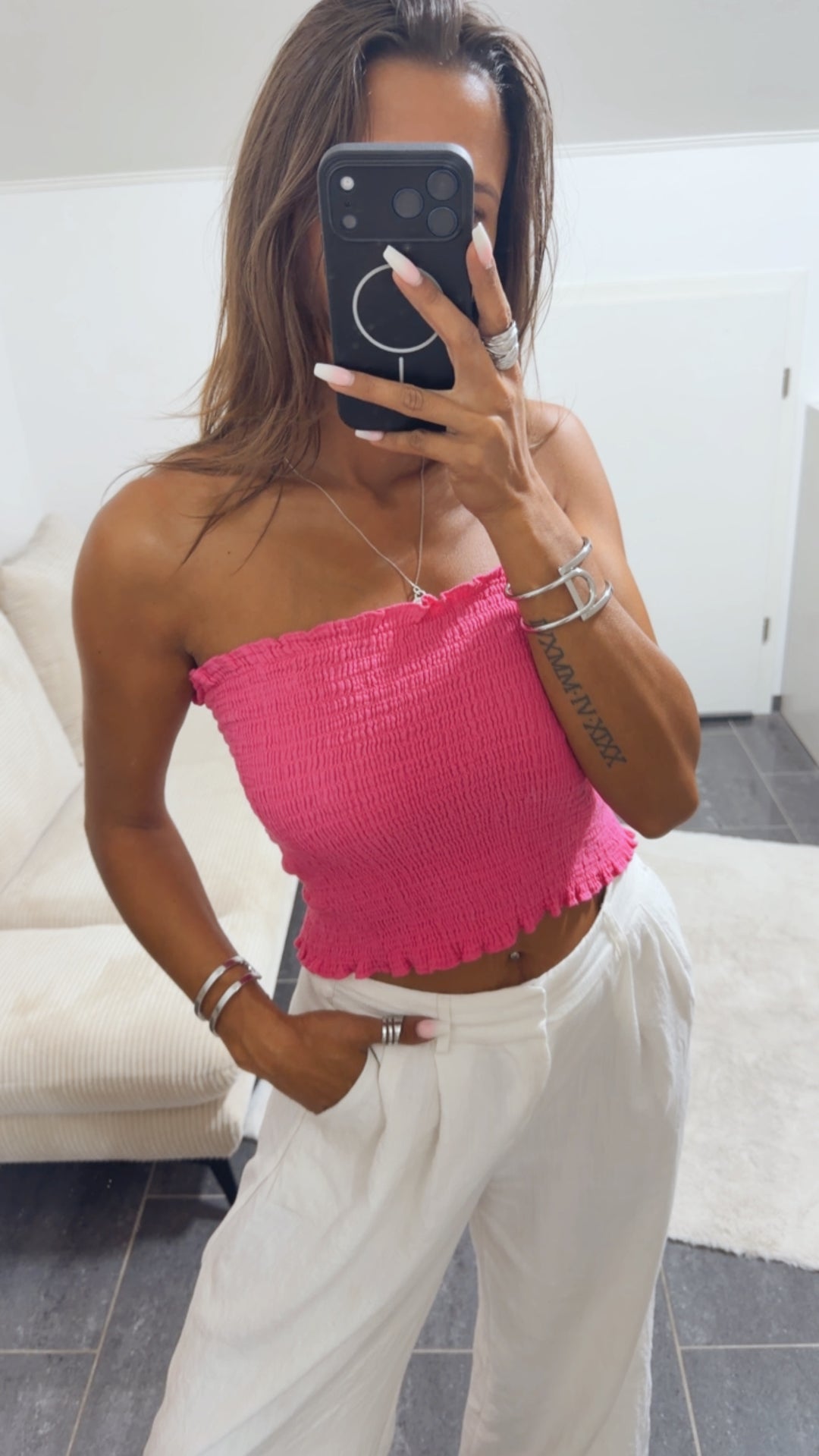 MUSSELIN Bandeau Top / pink Art. 15656
