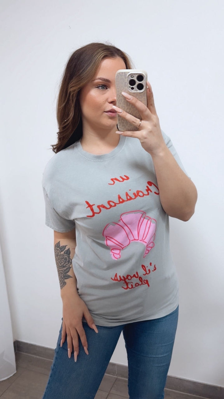 T-Shirt " Un Croissant " / hell grau Art. 14736