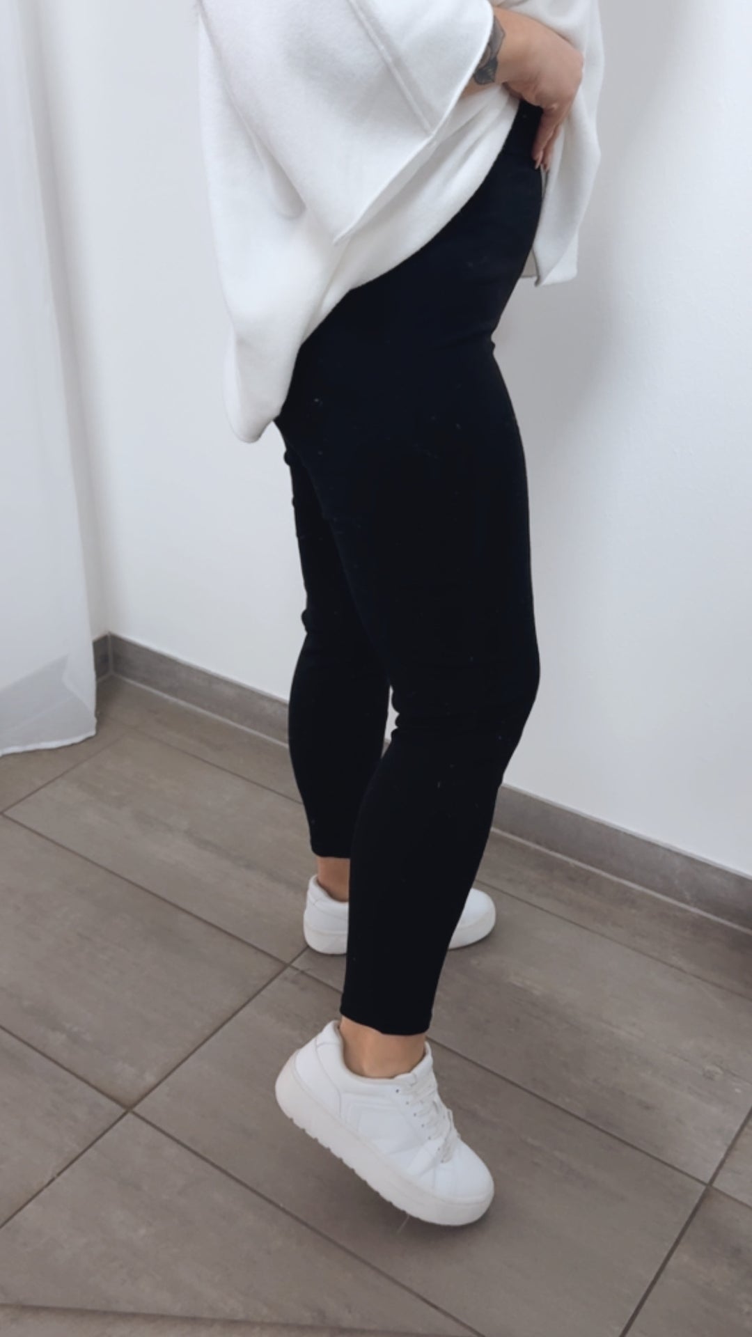 zeitlose Baumwoll - Mix Leggings " CH-A004 " / schwarz Art. 14504