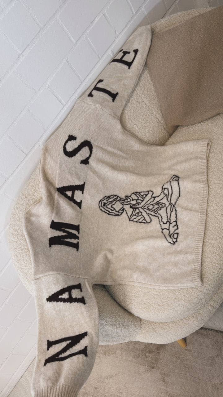 Strick Pullover "Namaste" / <b>beige</b> - braun Art. 12304