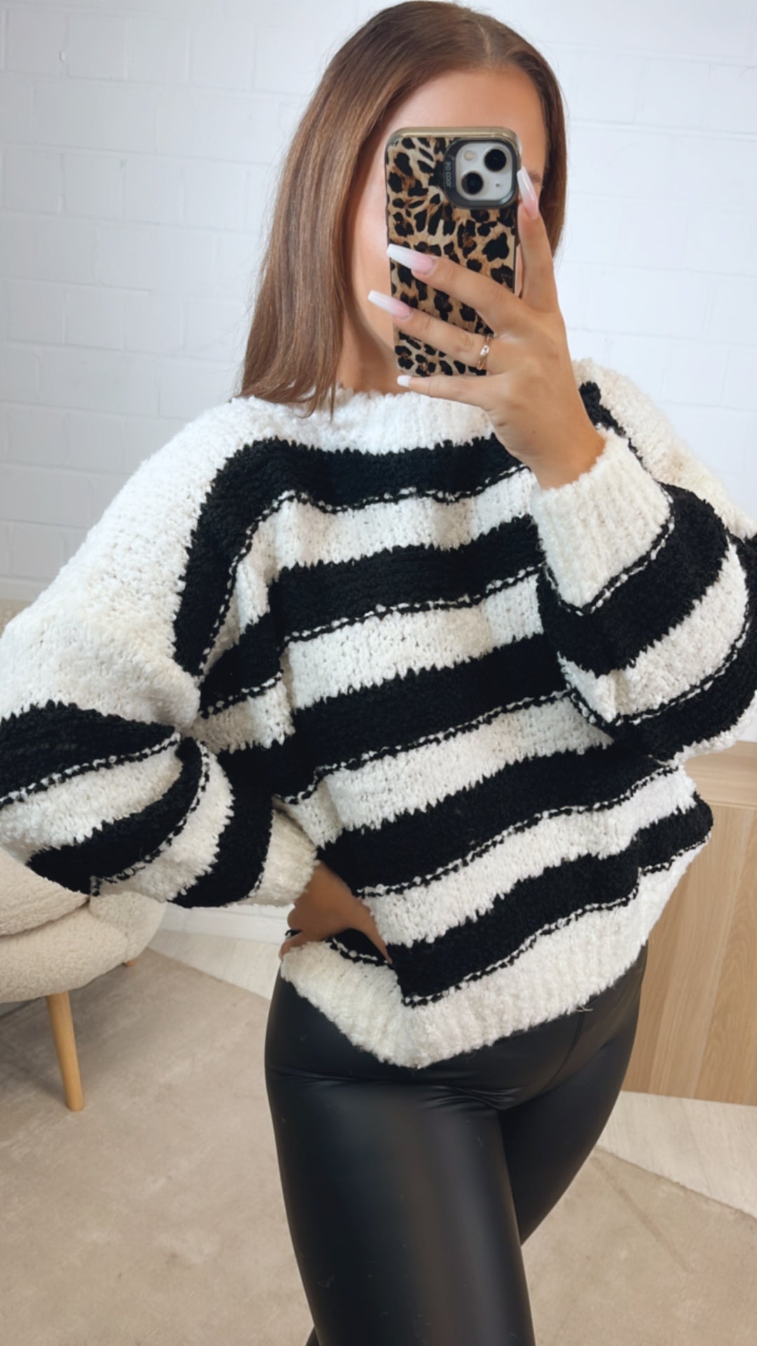 TEDDY Pullover mit Streifen / weiss - schwarz Art. 12441