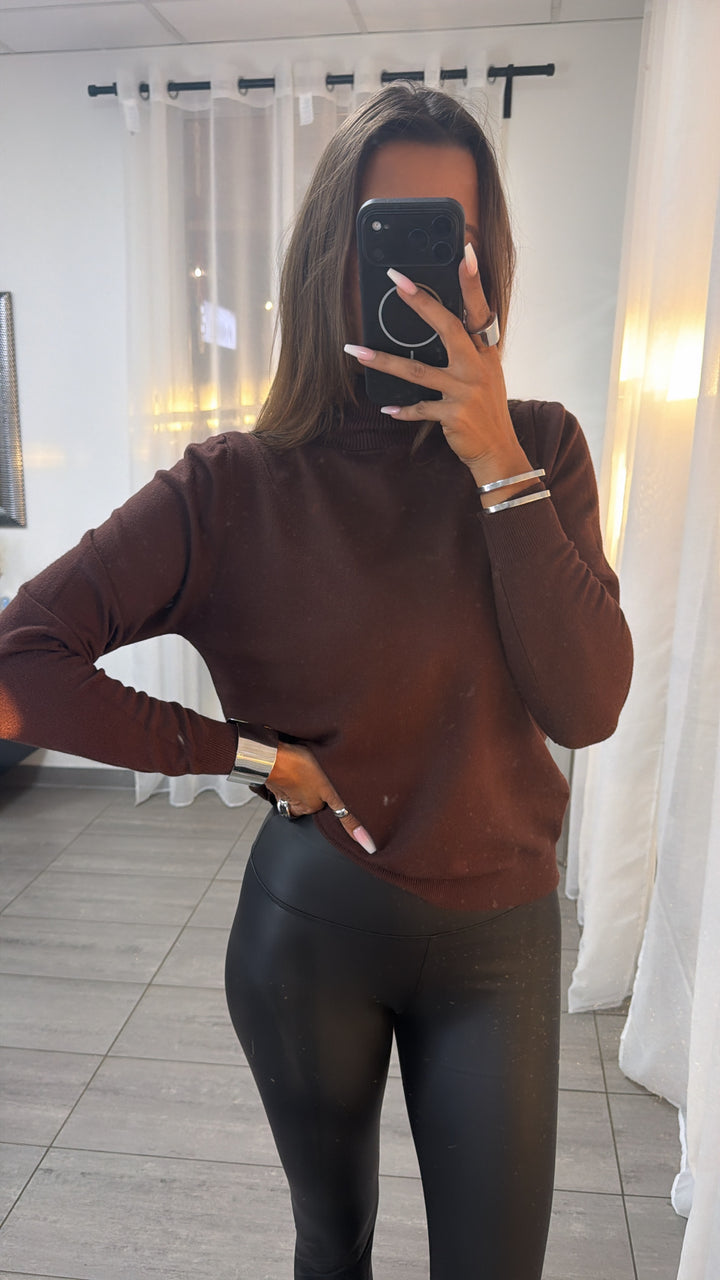 Rollkragen Feinstrick Pullover / schoko braun Art.16290