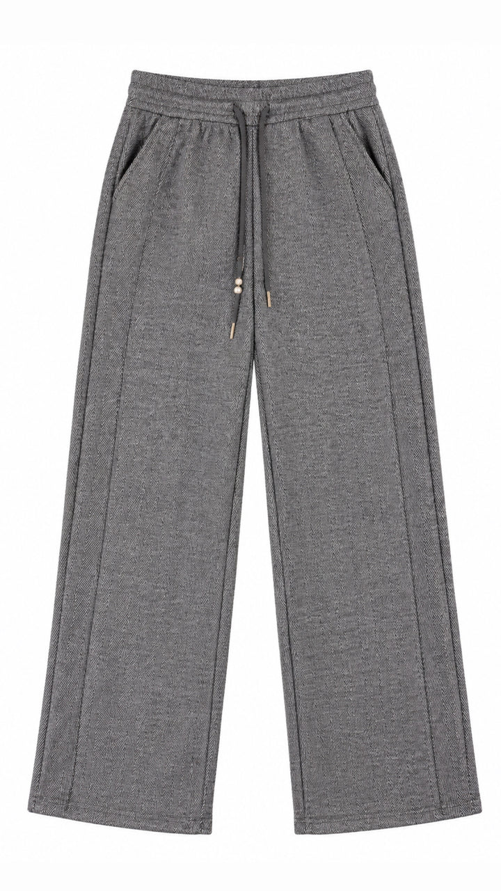 Hose mit Fischgrätenmuster " JF878 ", Fleece gefüttert / grau - weiss Art. 16572