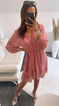Chiffon Kleid in Wickeloptik / helle beere Art. 9299
