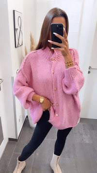 Kuschel Cardigan mit goldenen Knöpfen / pink Art. 7882