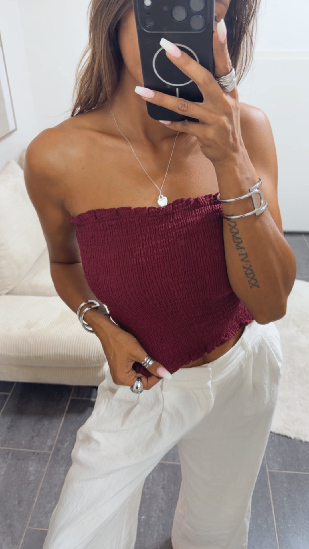MUSSELIN Bandeau Top / bordeaux Art. 15658