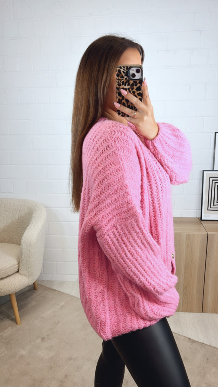 ultra weicher Cardigan mit goldenen Knöpfen / pink Art. 12644