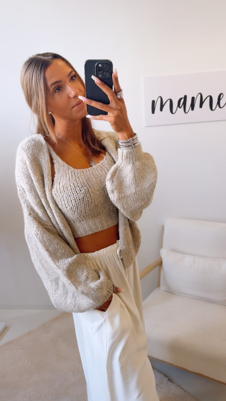 STRICK SET aus Top und Cardigan / beige Art. 12484