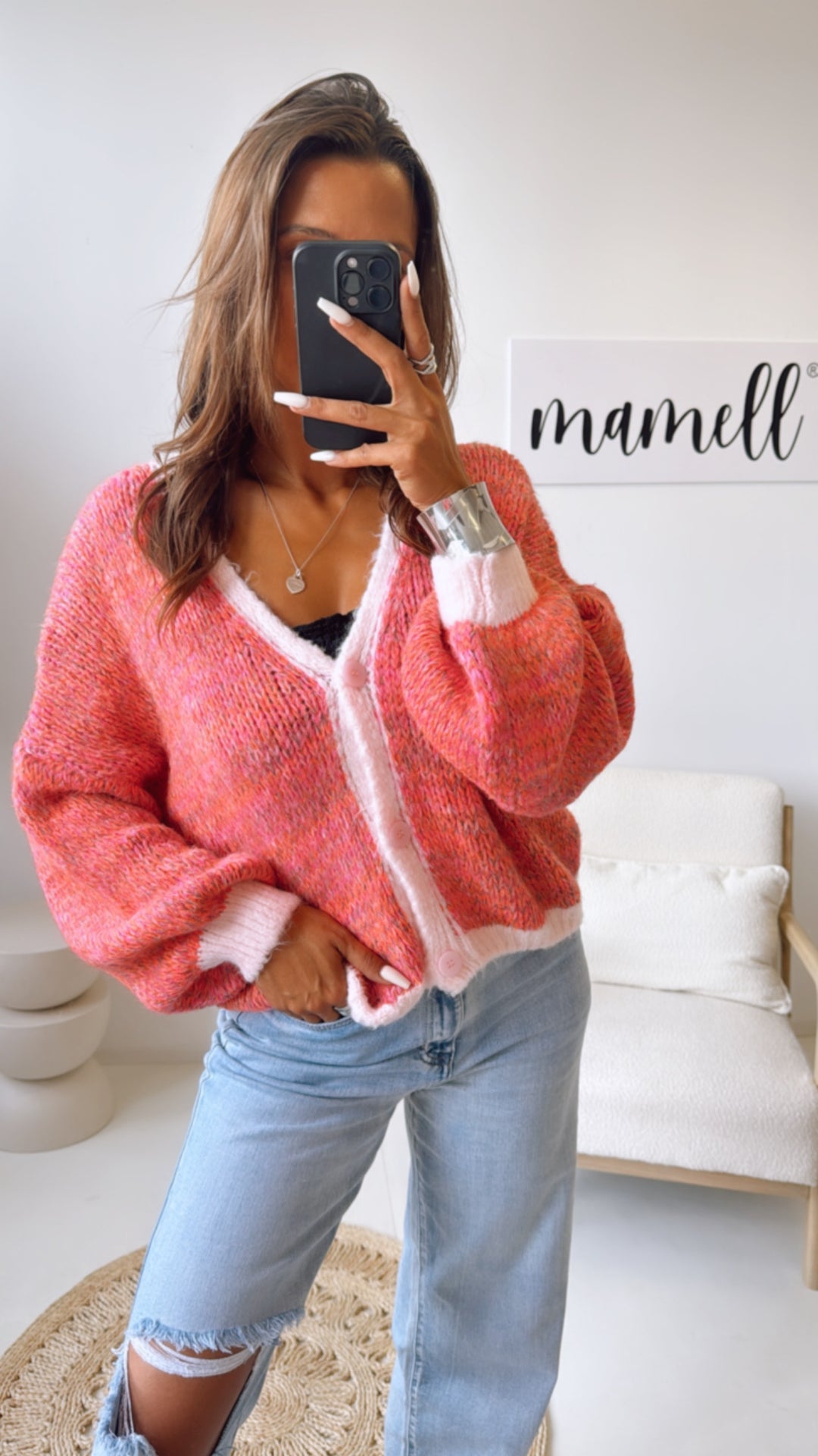 Farbmix Cardigan / orange - grün - pink - rosa Art. 10822