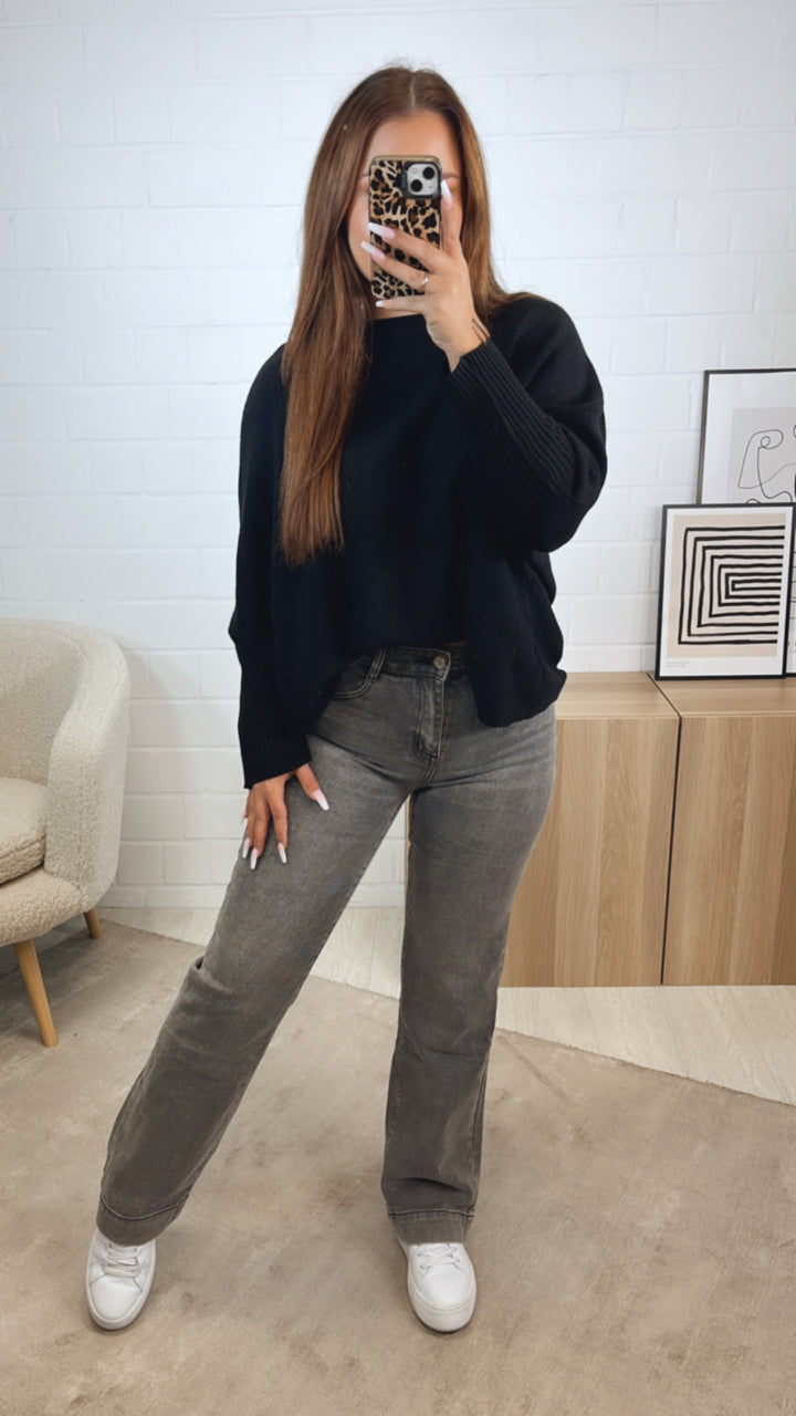 WIDE LEG Jeans Hose " G107Y-2" / verw. grau Art. 12462