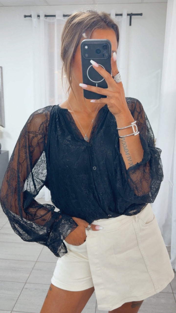 Spitzen Bluse " soft Romance " / schwarz Art. 15523