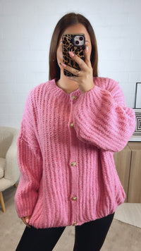 ultra weicher Cardigan mit goldenen Knöpfen / pink Art. 12644