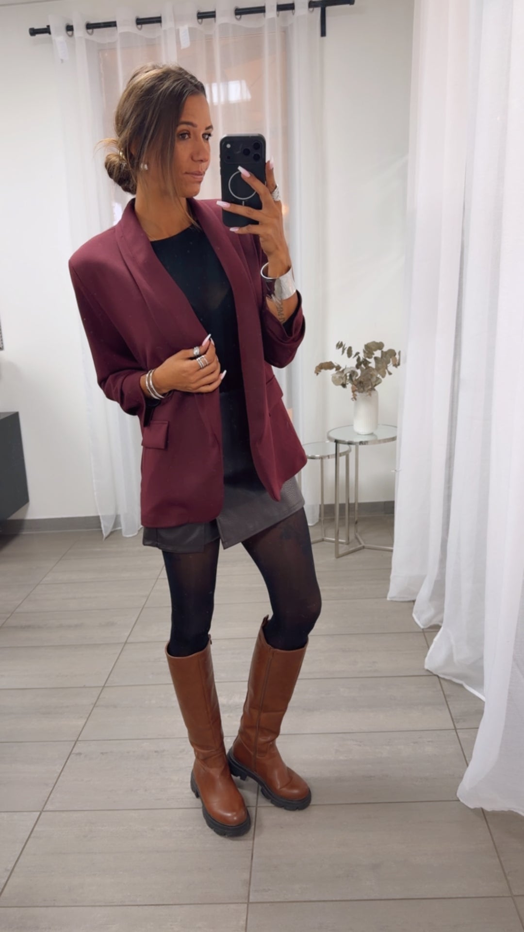 GERAFFTE ÄRMEL Blazer / bordeaux rot Art. 16195