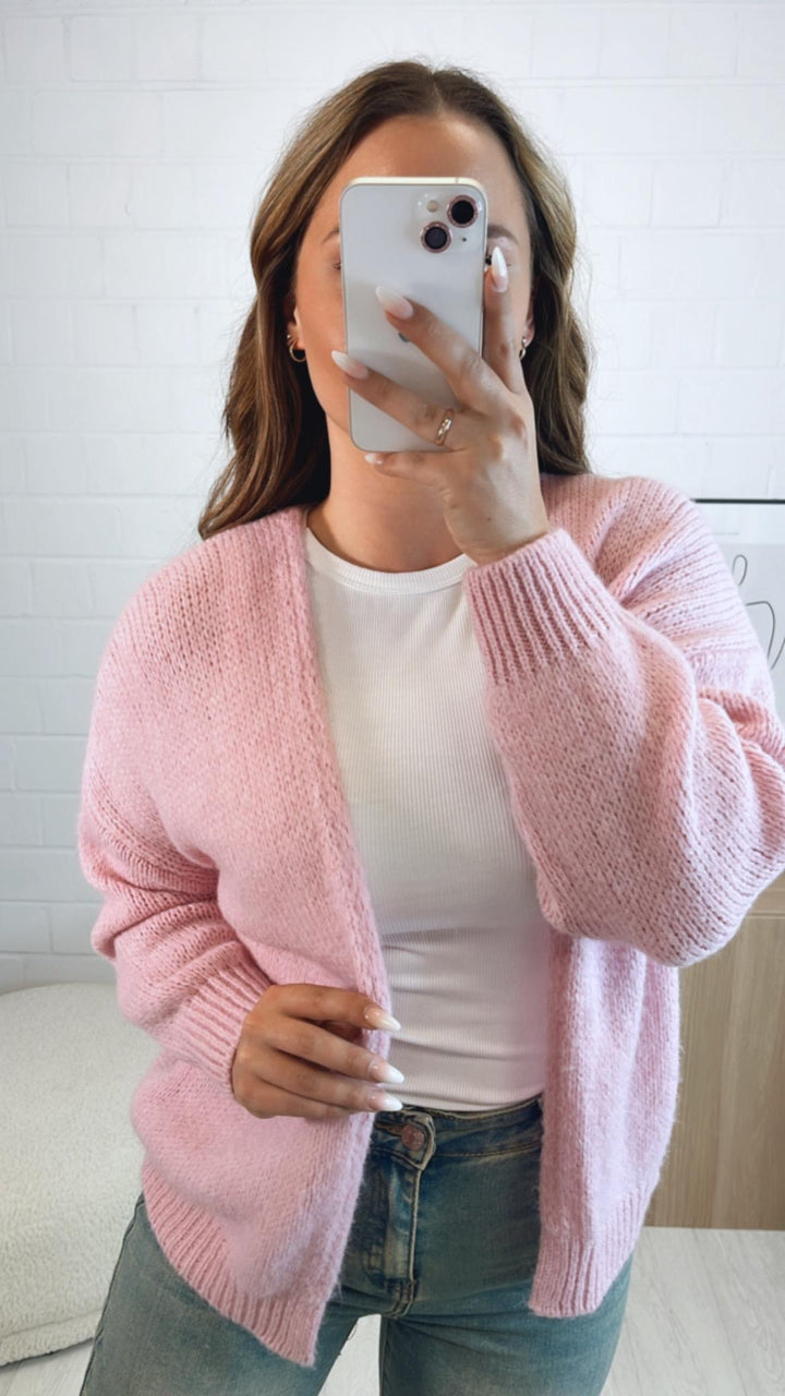 Offener Strick Cardigan / rosa Art. 9738