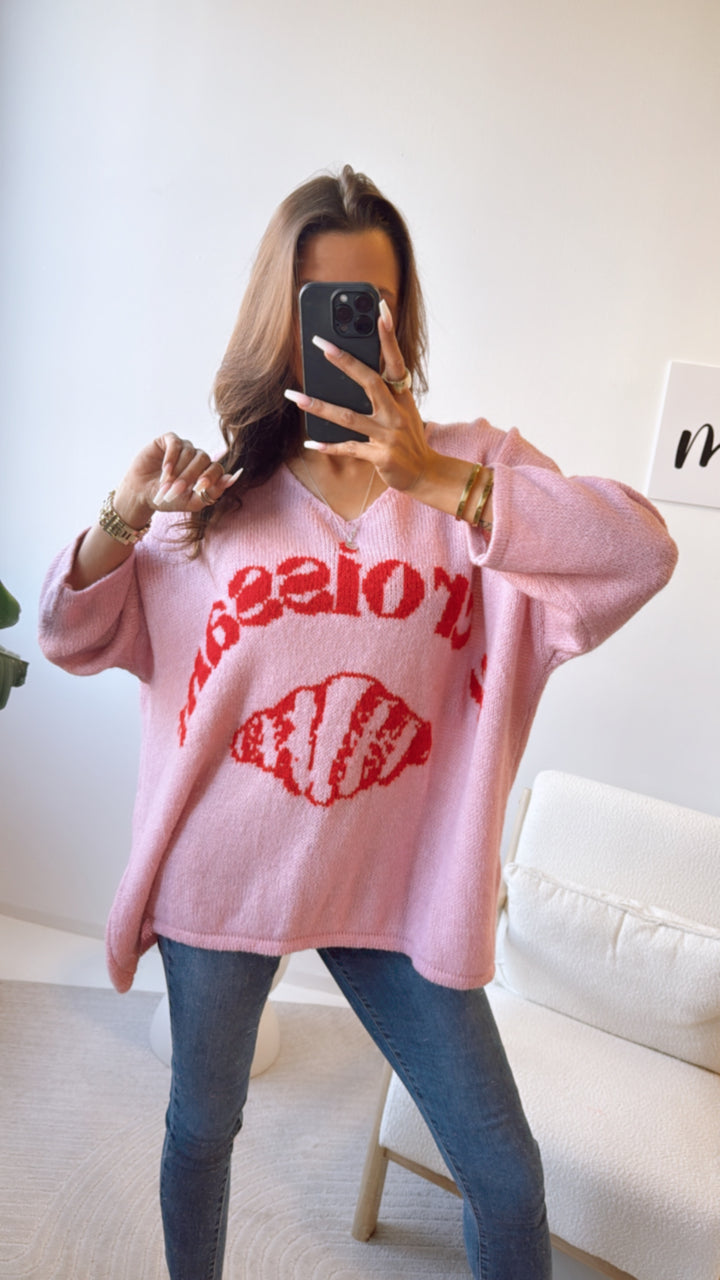 Strick Pullover " Sweetness " / Beere - rot Art. 9214