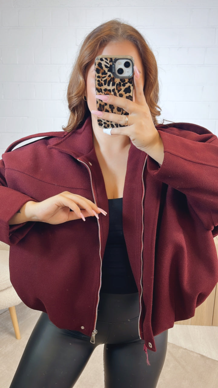 schlichte TREND Loose Fit Jacke / bordeaux rot Art. 12615
