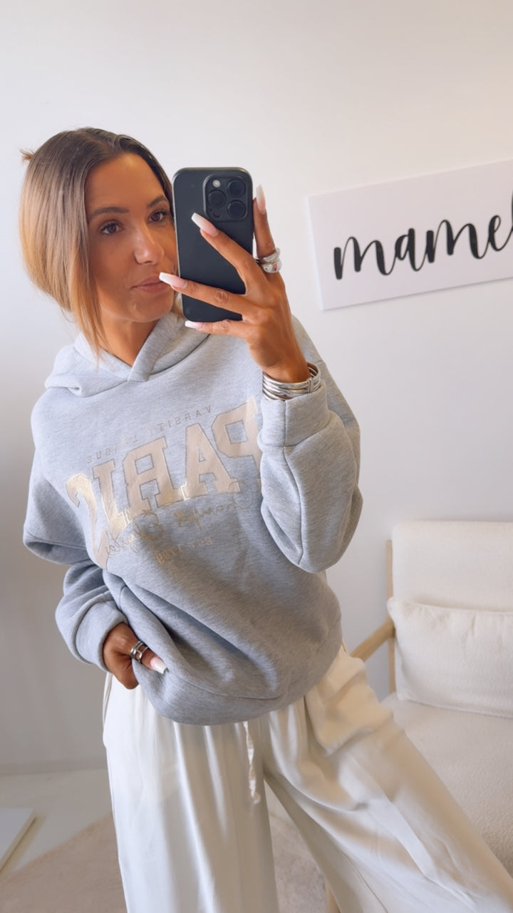 Kapuzen Hoodie " Paris " / hell grau meliert - beige Art. 12485